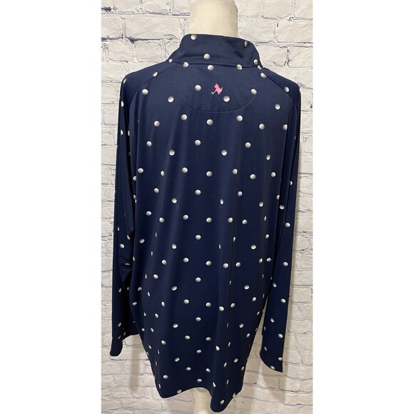 Birdie Bound Men's Polka Dot Navy Quarter Zip Golf Shirt Long Sleeves 2XL - Picture 4 of 7